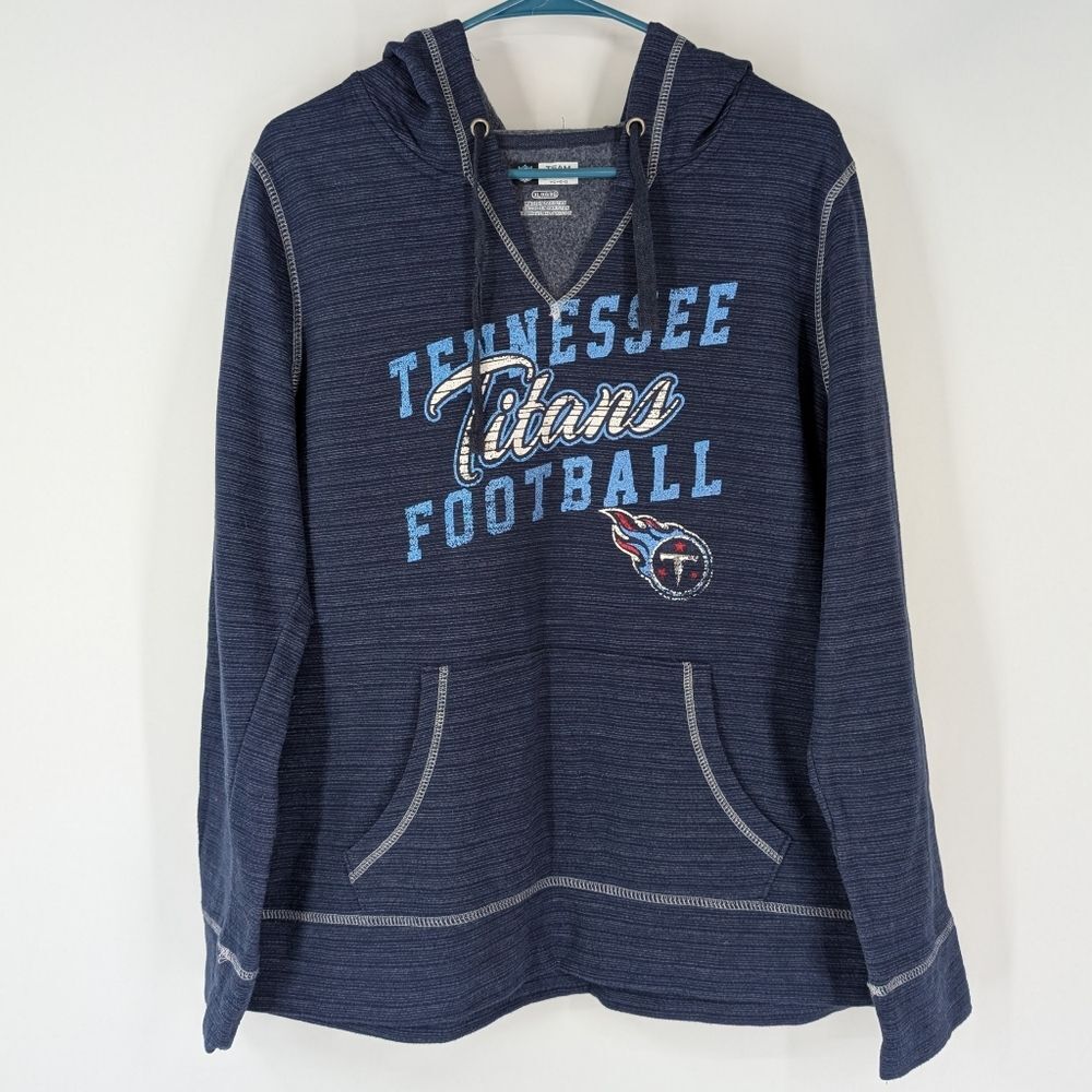 NFL Team Apparel Women's Tennessee Titans Football Navy Blue V-Neck Hoodie XL